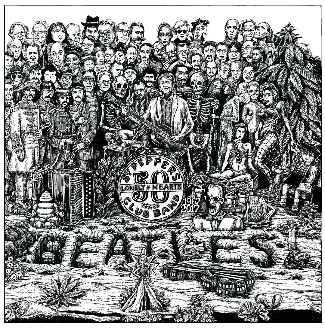 Sgt. Peppers 50 years Beatles ink drawing Gregory Martens